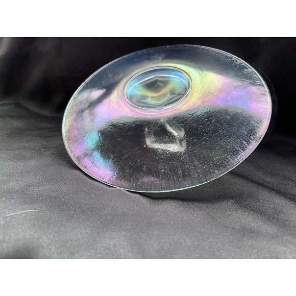 Vintage Clear Iridescent Depression Glass Center Handled Tid Bit Tray - Picture 9 of 14